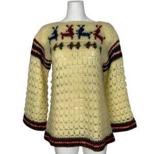 Alex Colman Vintage Crochet Sweater XL Cream Southwestern